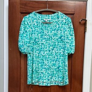 Chico's Size 2/L Aqua and Teal Women's Blouse